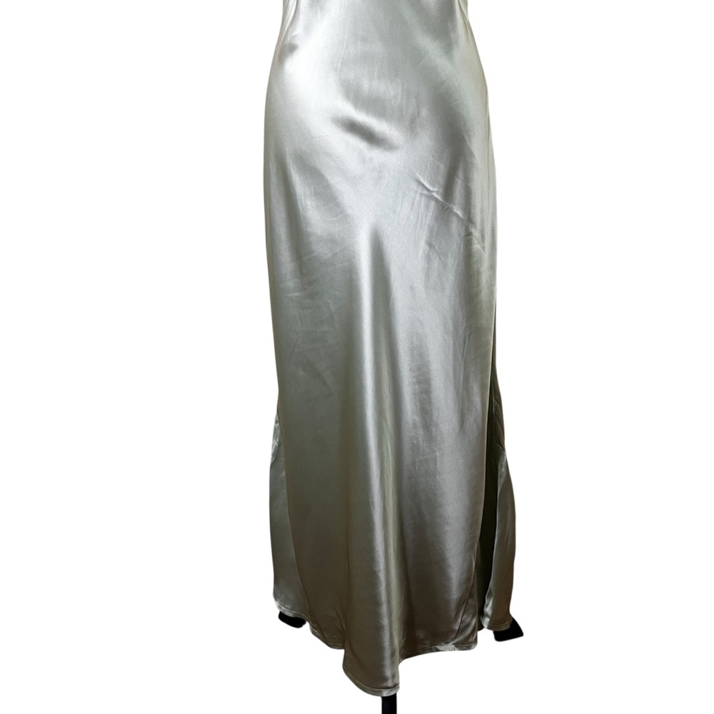 Vintage 90s 100% Silk Slip Maxi Dress | Pistachio Celery Green | Size L | Tweeds - Picture 5 of 12